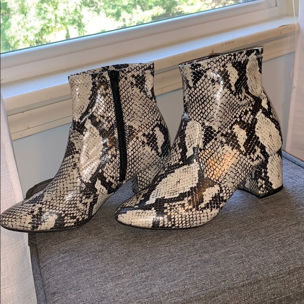 snake skin ankle boots